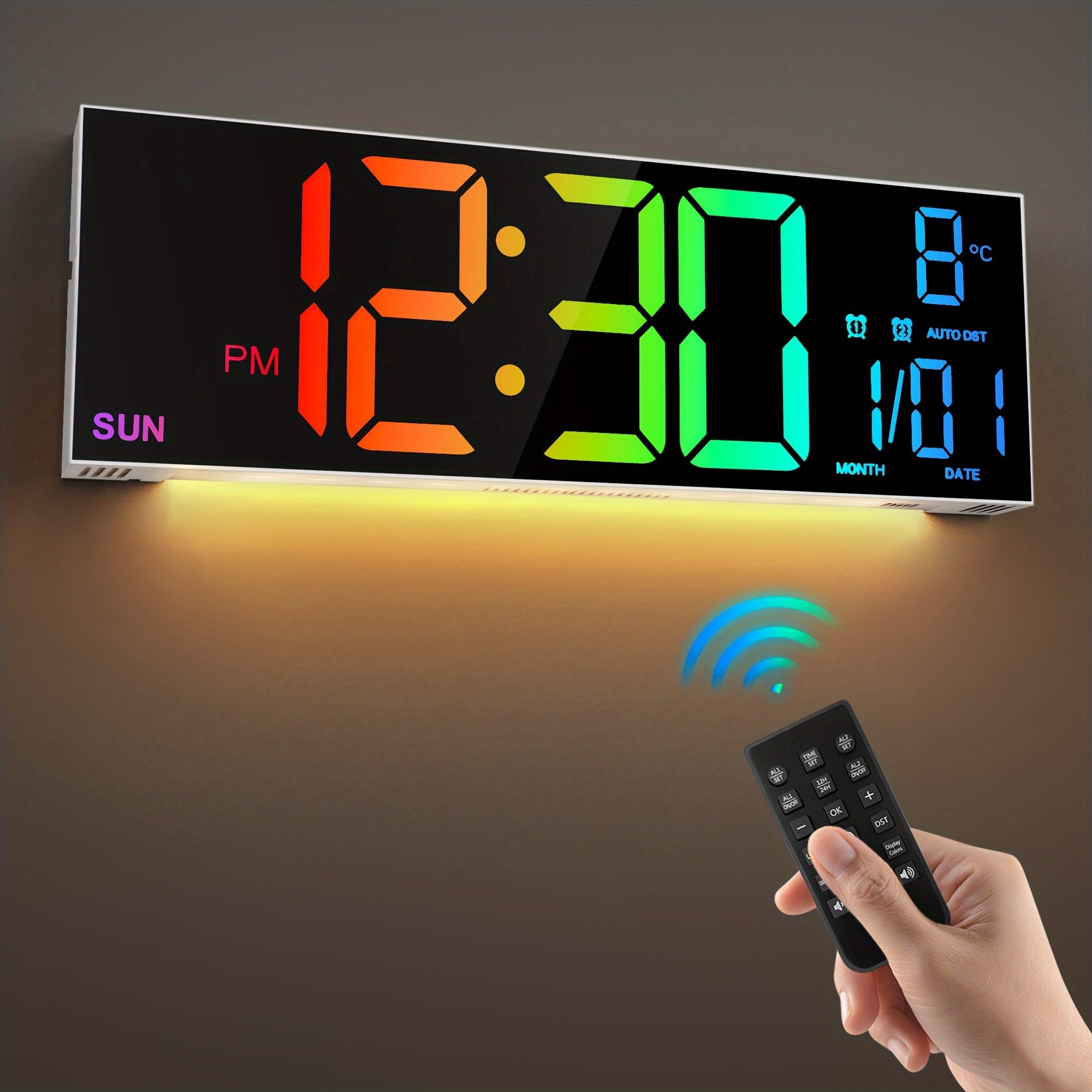 Vibrant 13-Inch LED Wall Clock with Remote and Brightness Control