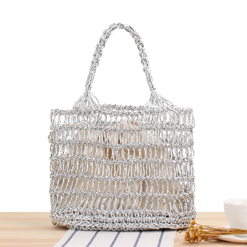 Net Patterned Beach Tote Bag in Macrame Design