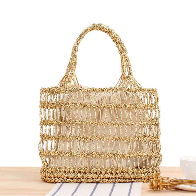Net Patterned Beach Tote Bag in Macrame Design