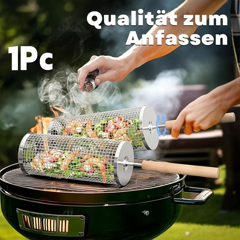 Stainless Steel Grill Basket with Rolling Design