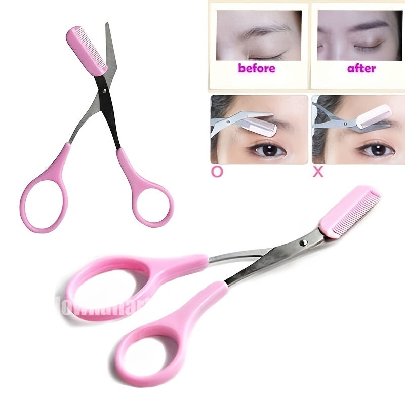 GroomPro - Stainless Steel Eyebrow Scissors with Integrated Comb