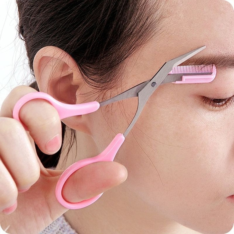 GroomPro - Stainless Steel Eyebrow Scissors with Integrated Comb