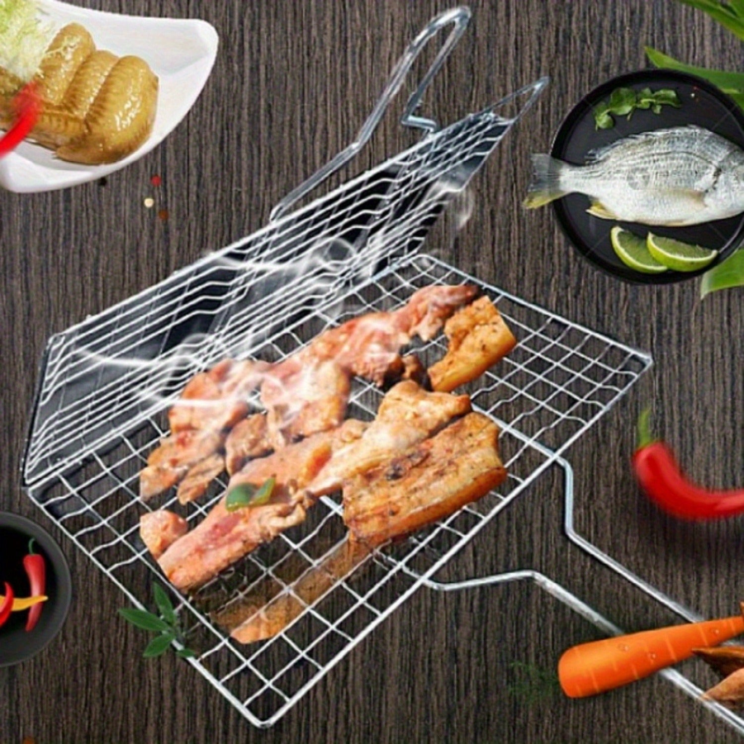 GrillMaster Pro – Iron Basket for Effortless Flipping & Grilling