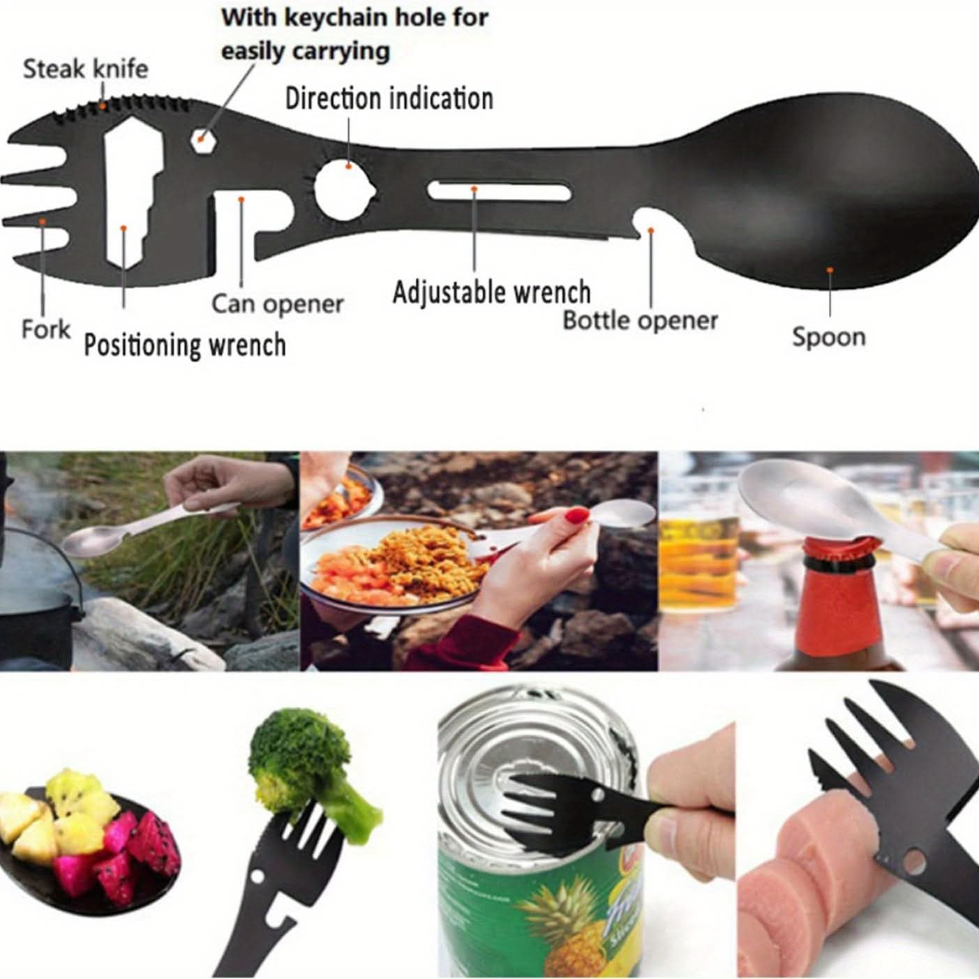 Multifunctional Spork Tool for Camping and Outdoor Dining