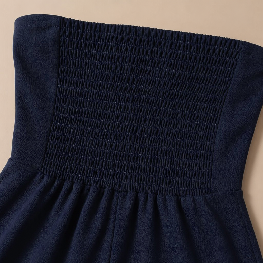 Solenne™ – Chic Strapless Wide-Leg Jumpsuit with Smocked Back