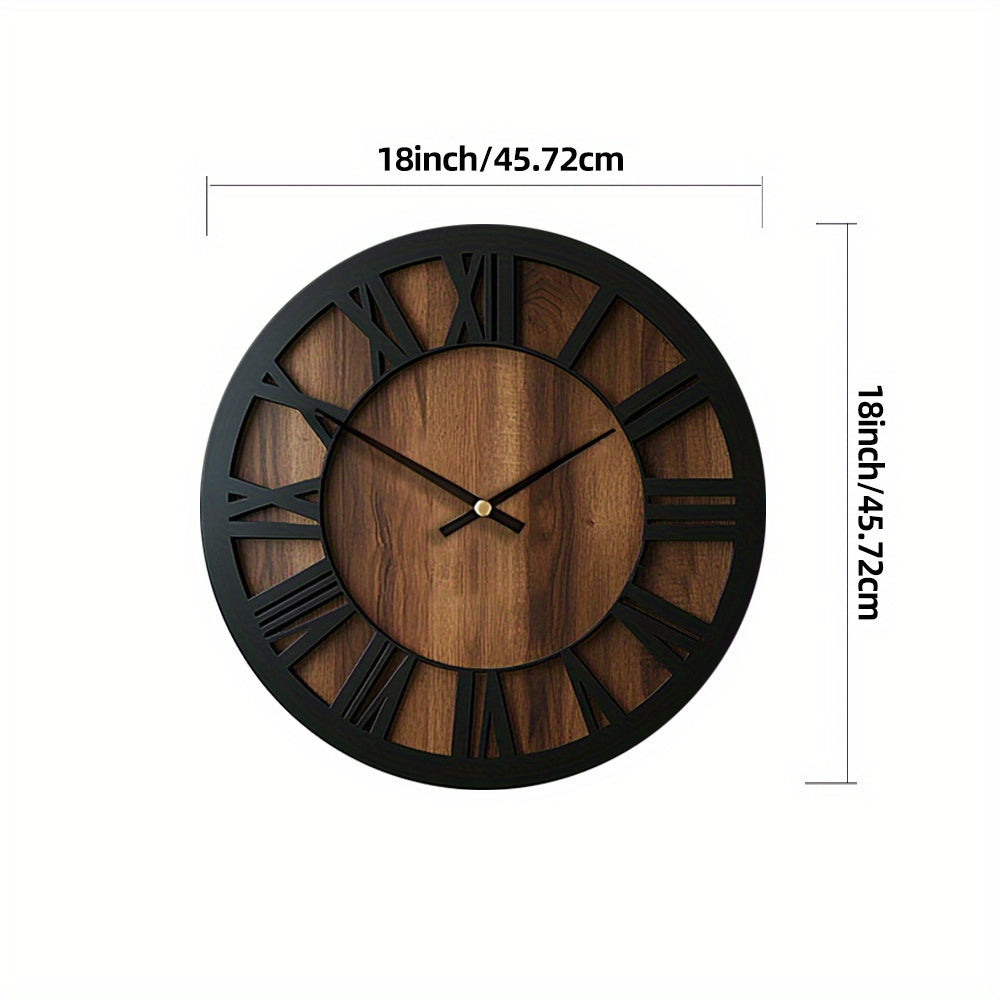 Elegant Silent Round Wood Clock for Timeless Home Decor