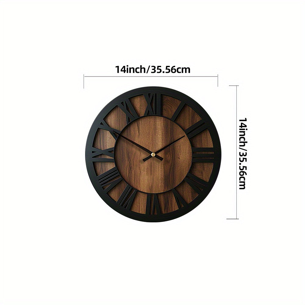 Elegant Silent Round Wood Clock for Timeless Home Decor