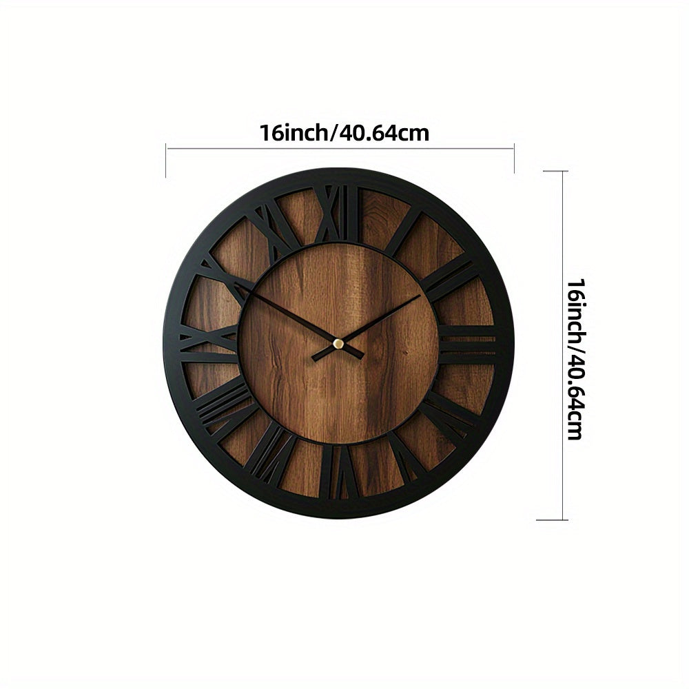 Elegant Silent Round Wood Clock for Timeless Home Decor