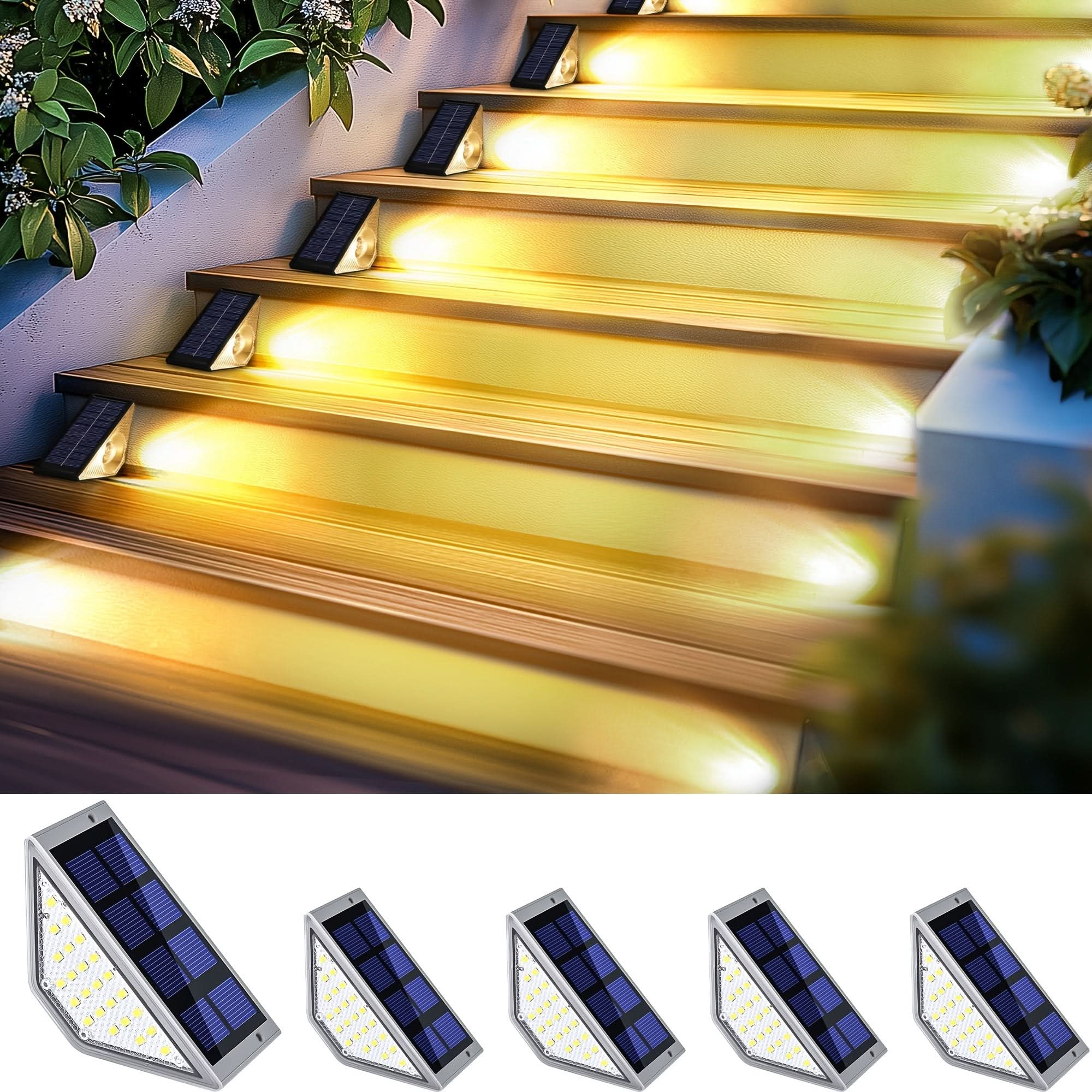 LED Outdoor Step Lights with Solar Power for Pathway Illumination