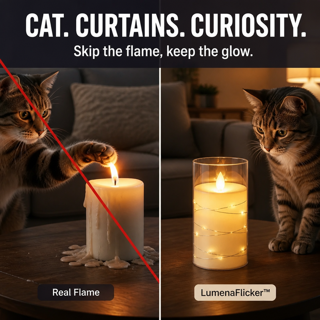 LumenaFlicker™ — Shine Like True Candles Without Fire, Mess, or Concern