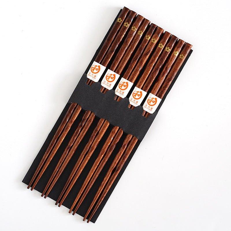 Elegant Cherry Blossom Wooden Chopstick Set