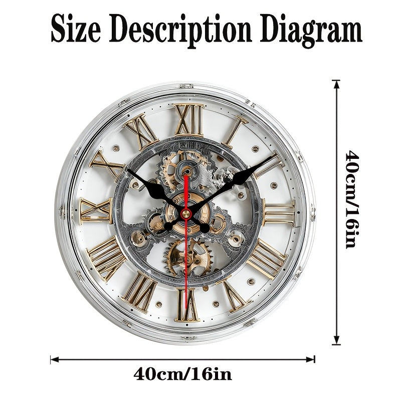 Rustic Gear-Inspired Wooden Wall Clock – Timeless Charm