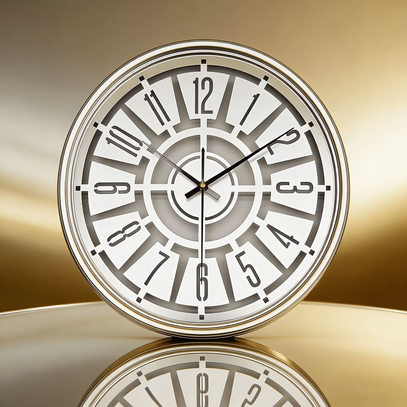 15.75-Inch Silent 3D Wall Clock with Iron Frame for Contemporary Decor