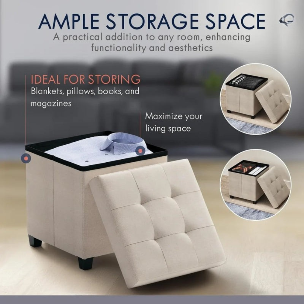 Square Ottoman Bench for Storage and Seating