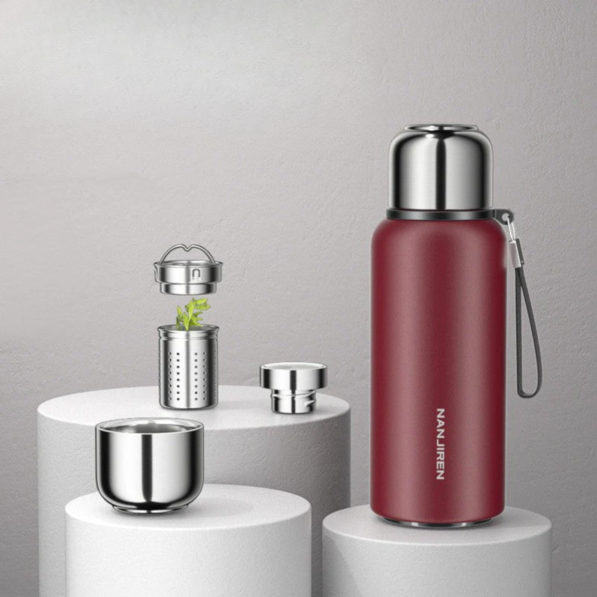 Premium Insulated Travel Flask with Tea Infuser, 1000-1500ml