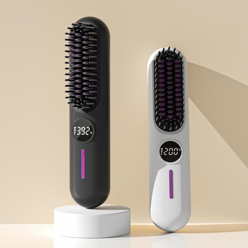 Temperature Display Cordless Hair Straightening Brush