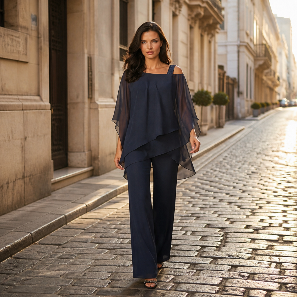 LumaVieve™ – Sleek Asymmetric One-Shoulder Two-Piece Set with High-Rise Pants