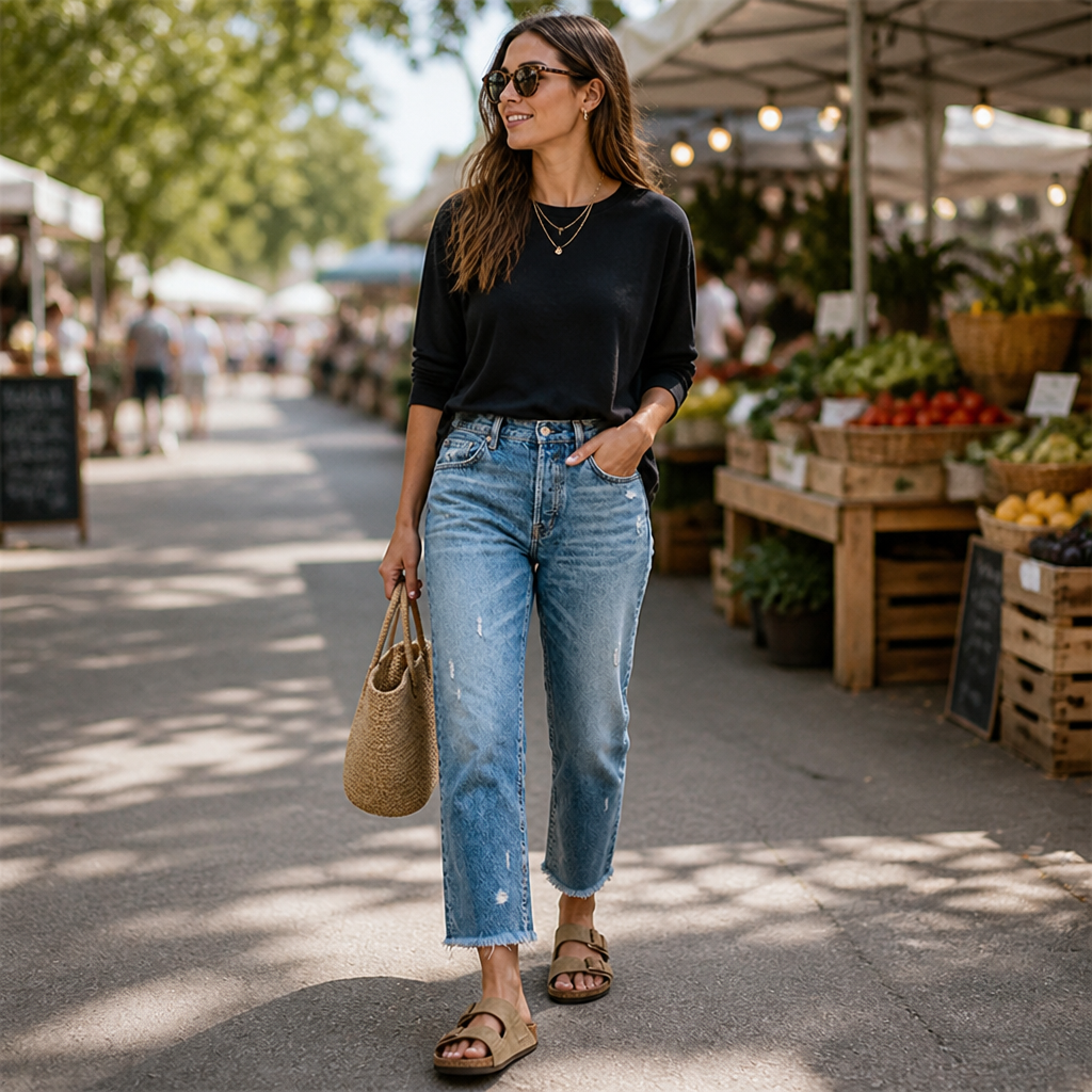 LunaDaze™ – Retro Cropped Straight-Leg Jeans with Frayed Raw Hem