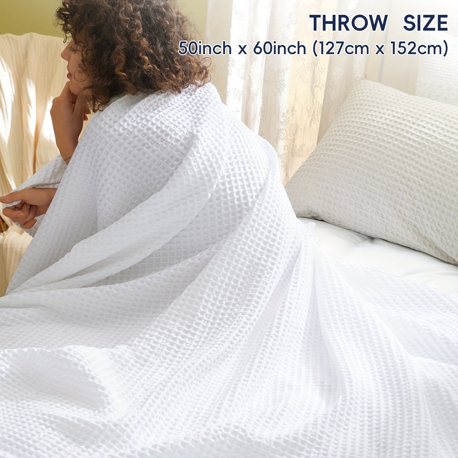 BREEZEWEAVE – All-Season Lightweight Waffle Blanket for Ultimate Comfort