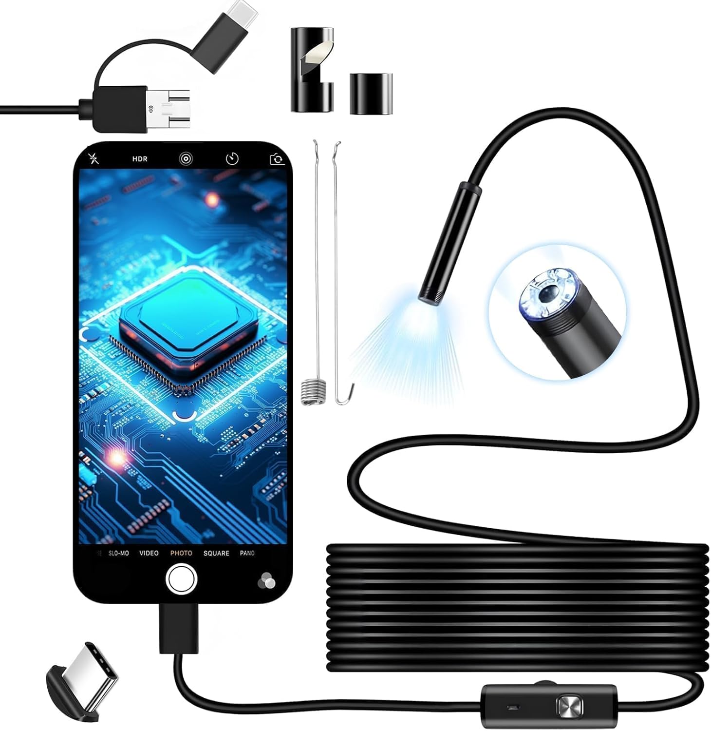 Endoscope Lens | Water-Resistant Inspection Scope | HD Imaging with LED Lighting | ScopeMate