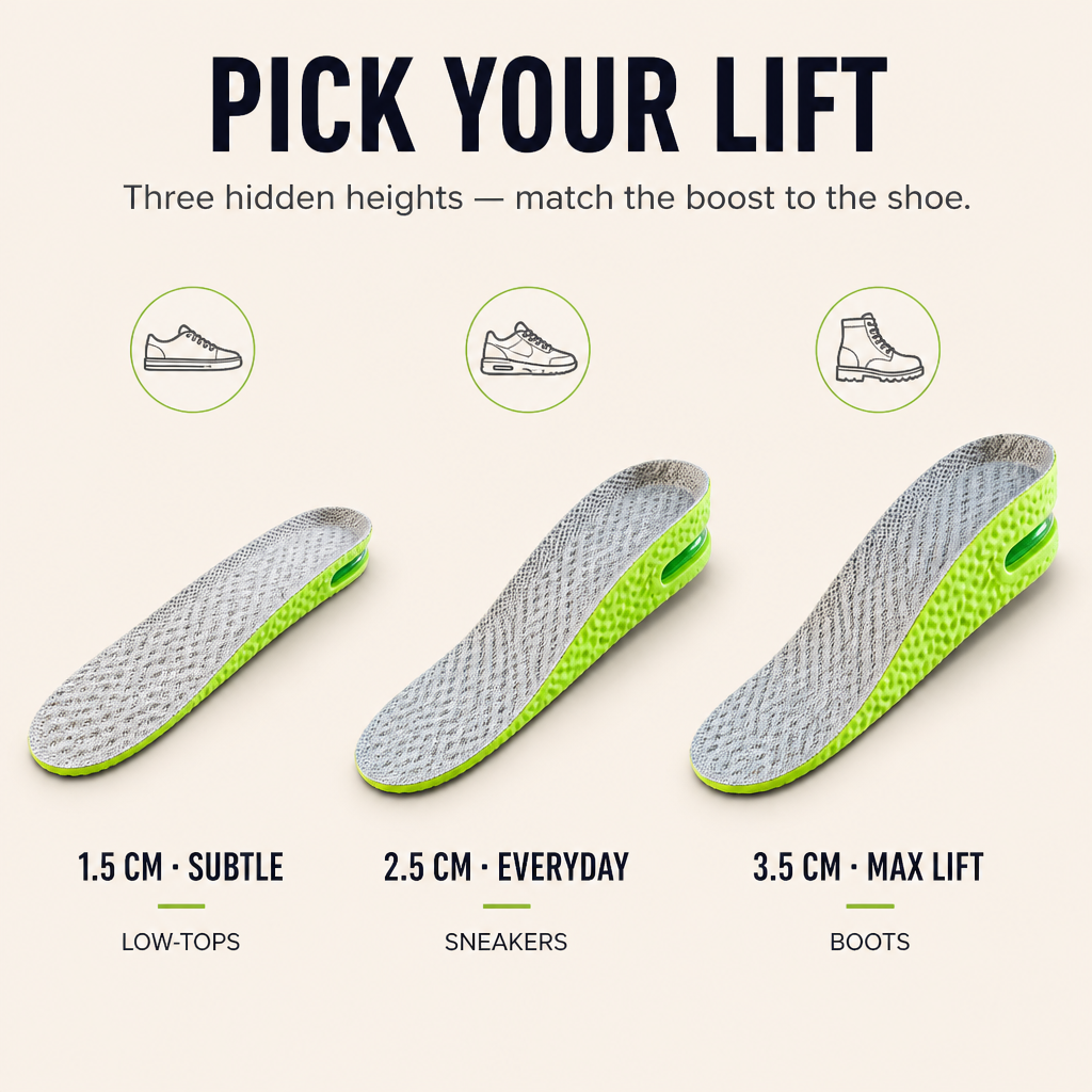 StepZure™ — Gain 1.4 Inches in Height with Any Shoe You Own Already