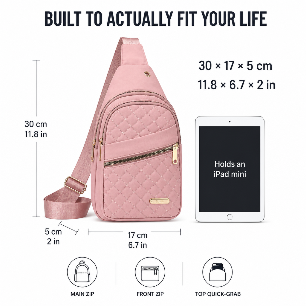 VertaCarry™ — Skip the Tote and Stow Your Day in Three Zip Pockets