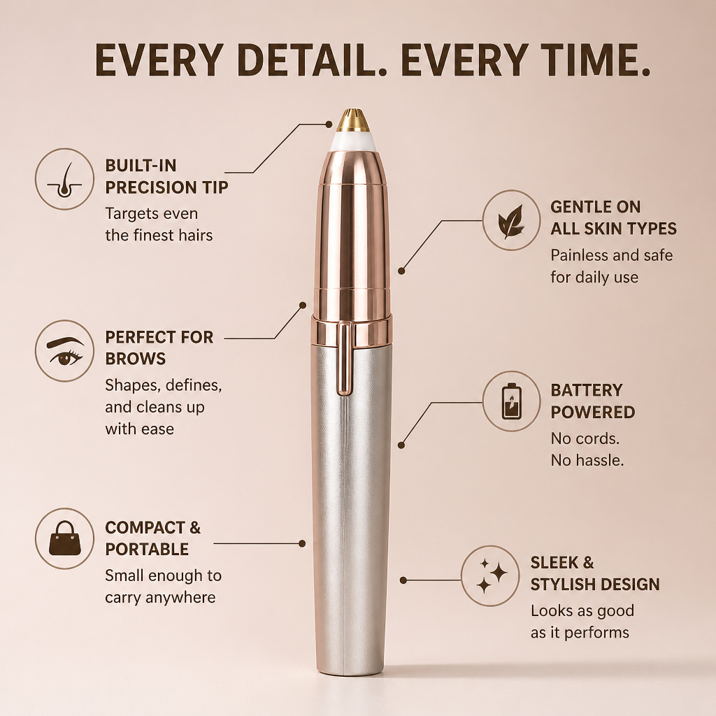 SleekLine™ 2-in-1 Brow Sculptor & Facial Hair Remover — Command Perfect Brows and Silky Smooth Skin Anytime, Anywhere