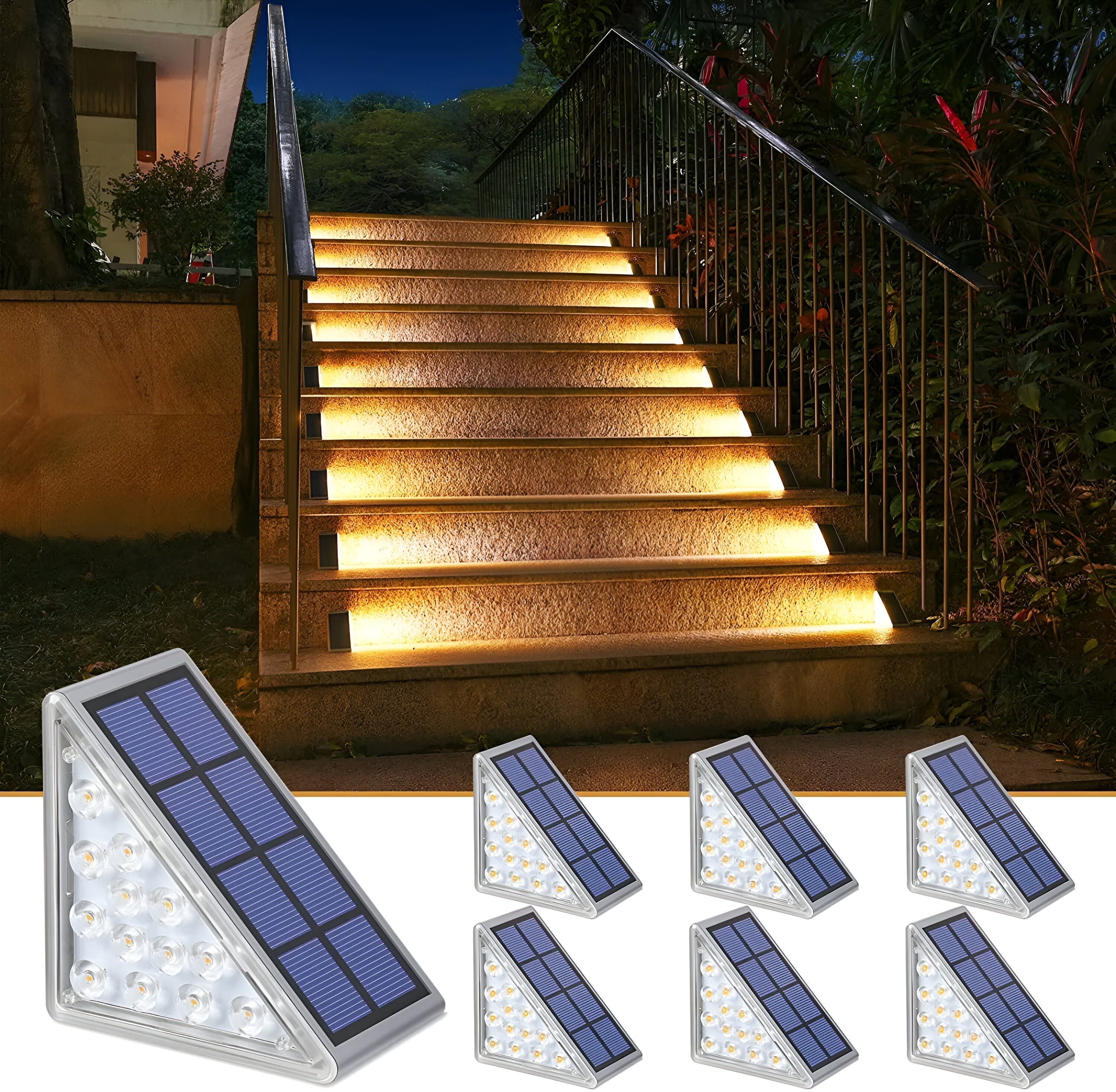 Set of 2 Stylish Solar Garden Step Lights for Outdoor Spaces
