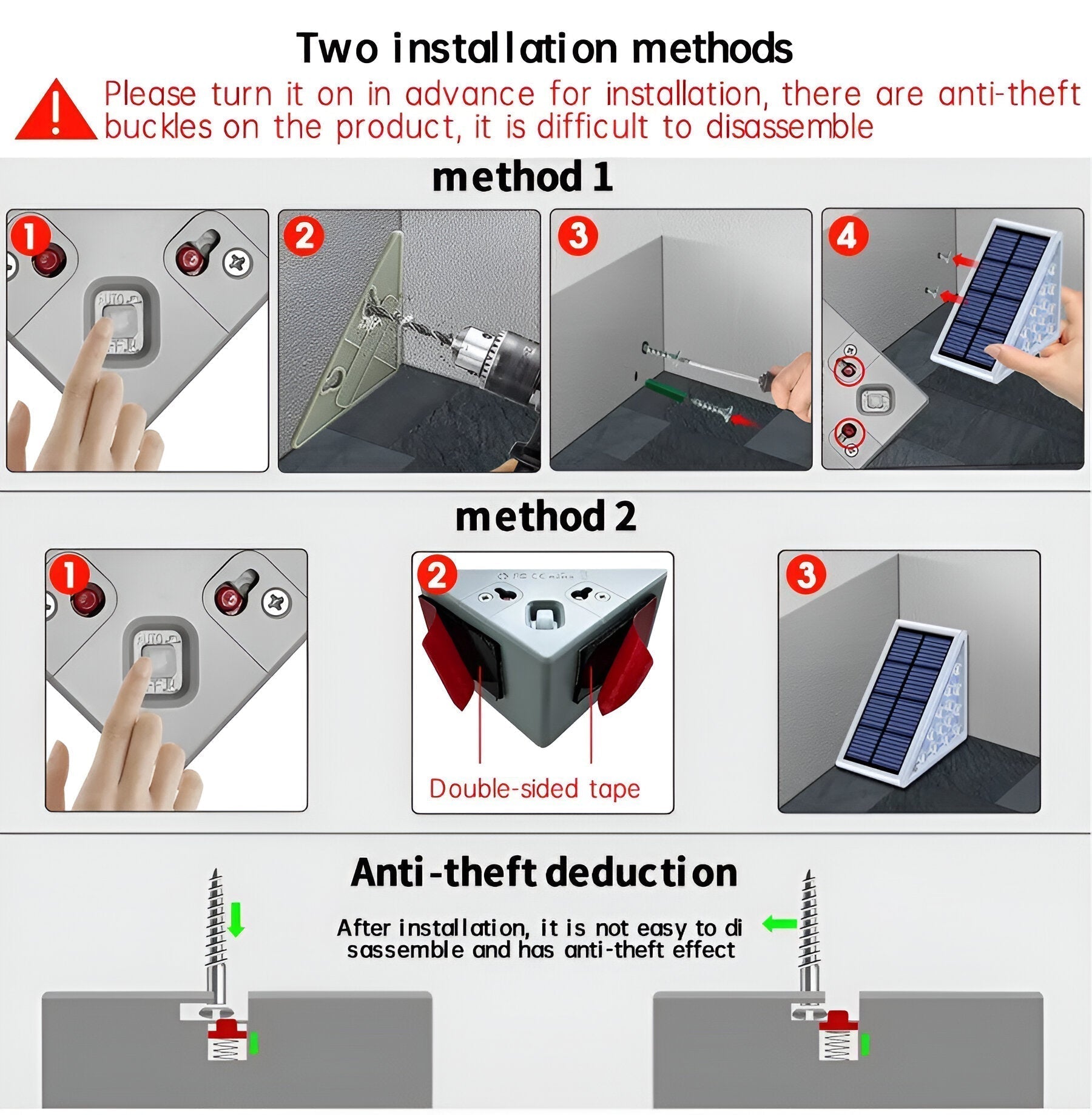 Set of 2 Stylish Solar Garden Step Lights for Outdoor Spaces