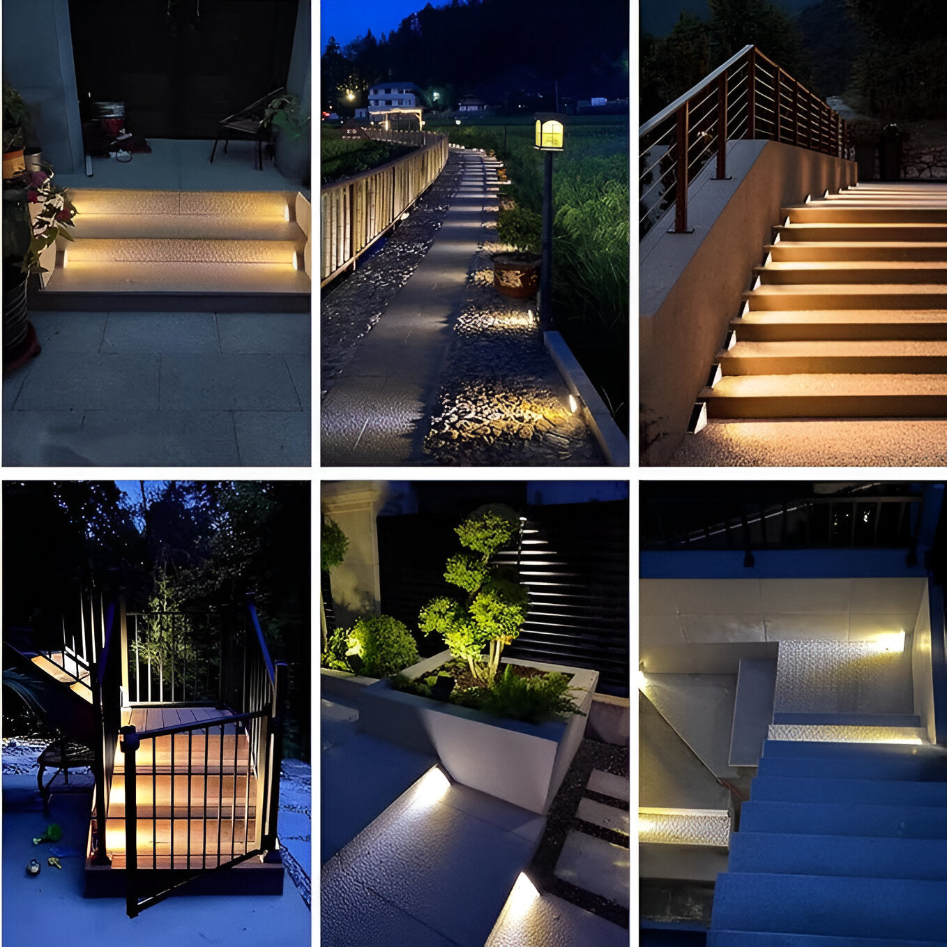 Set of 2 Stylish Solar Garden Step Lights for Outdoor Spaces