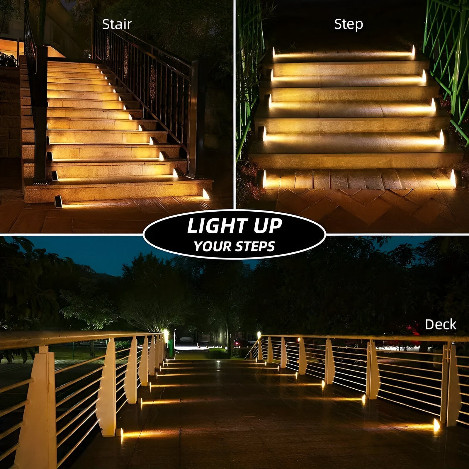 Set of 2 Stylish Solar Garden Step Lights for Outdoor Spaces