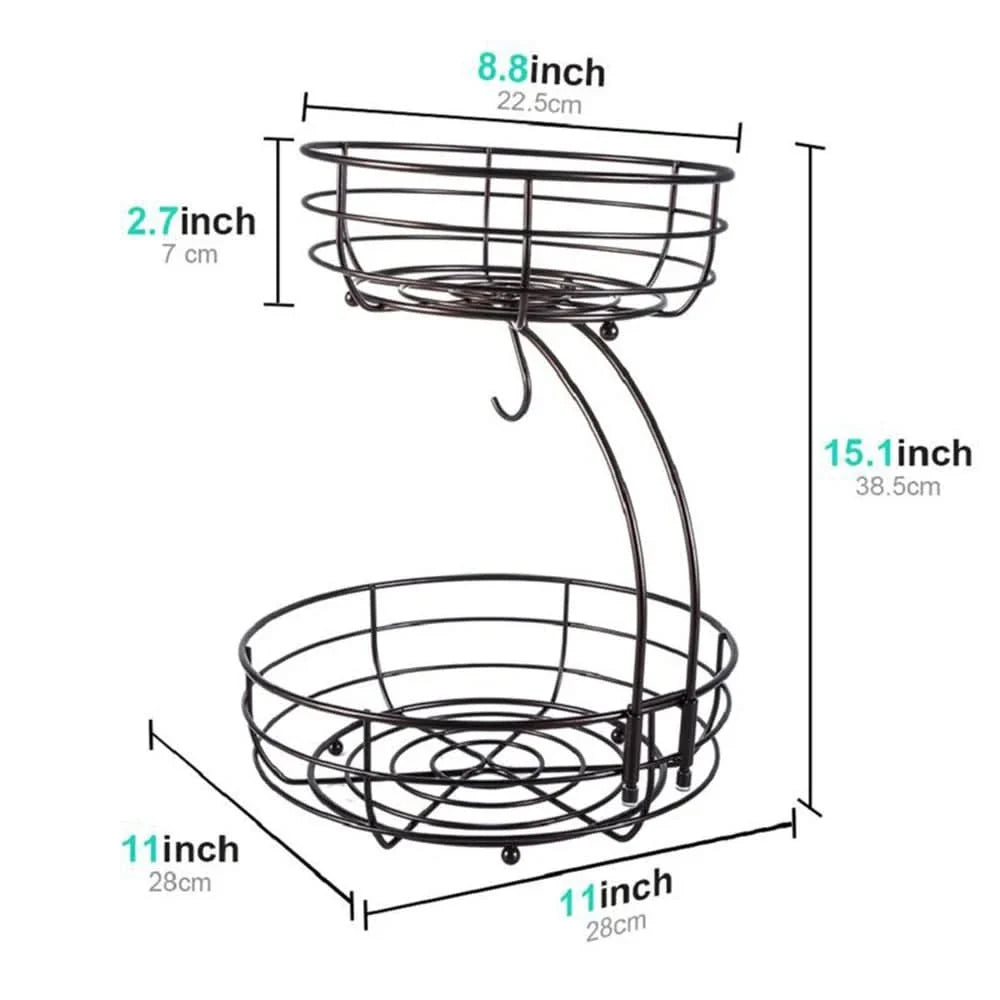 Two-Tier Kitchen Fruit Basket for Storing Fresh Produce