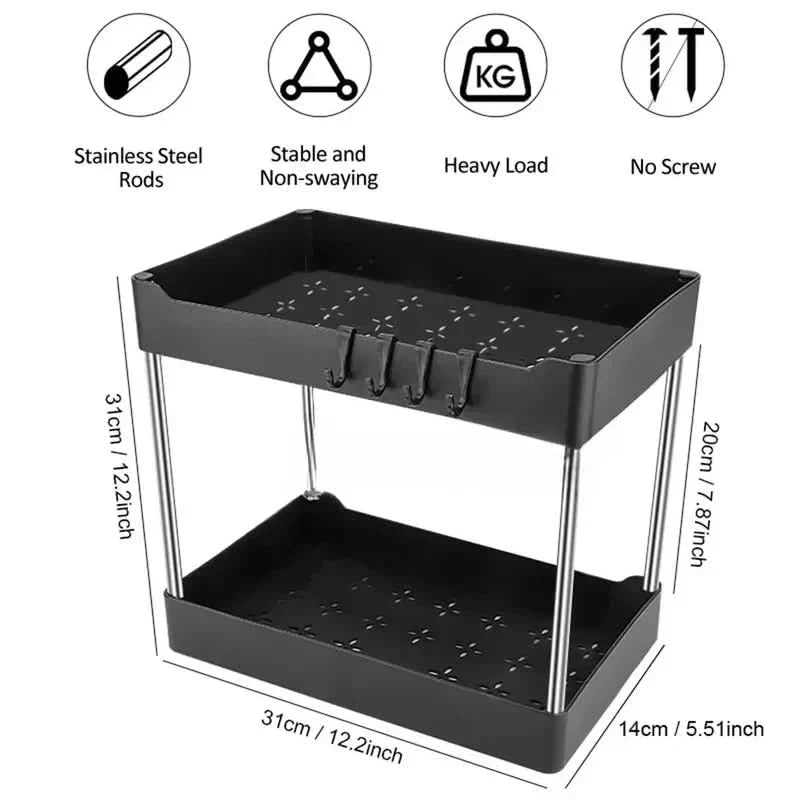 Under Sink Storage Organizer – 2-Tier Design for Easy Access