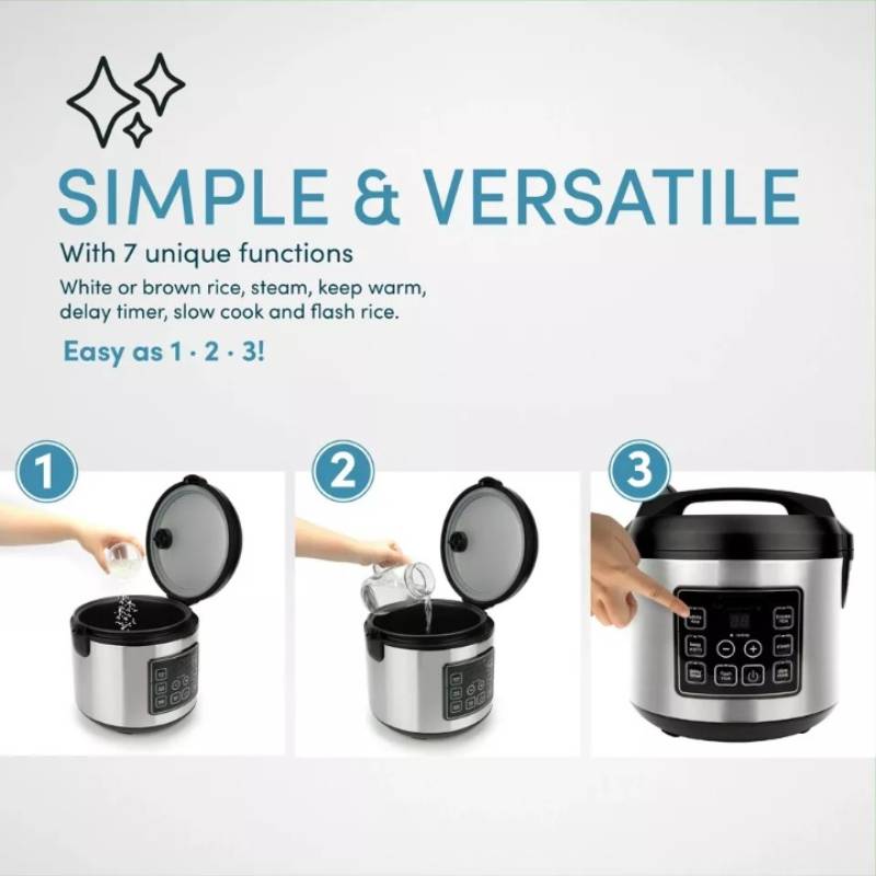 Stainless Steel 20-Cup Smart Rice Cooker with Steamer
