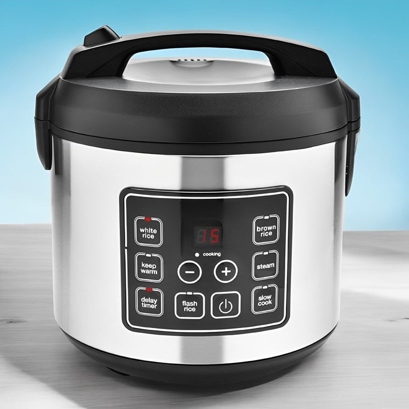Stainless Steel 20-Cup Smart Rice Cooker with Steamer