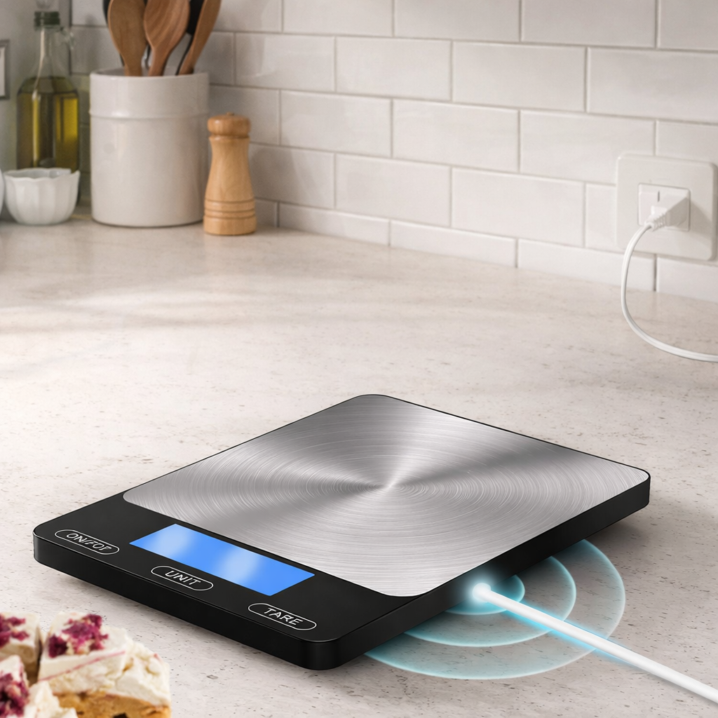Precision Food Scale - 15 kg Rechargeable Stainless Steel