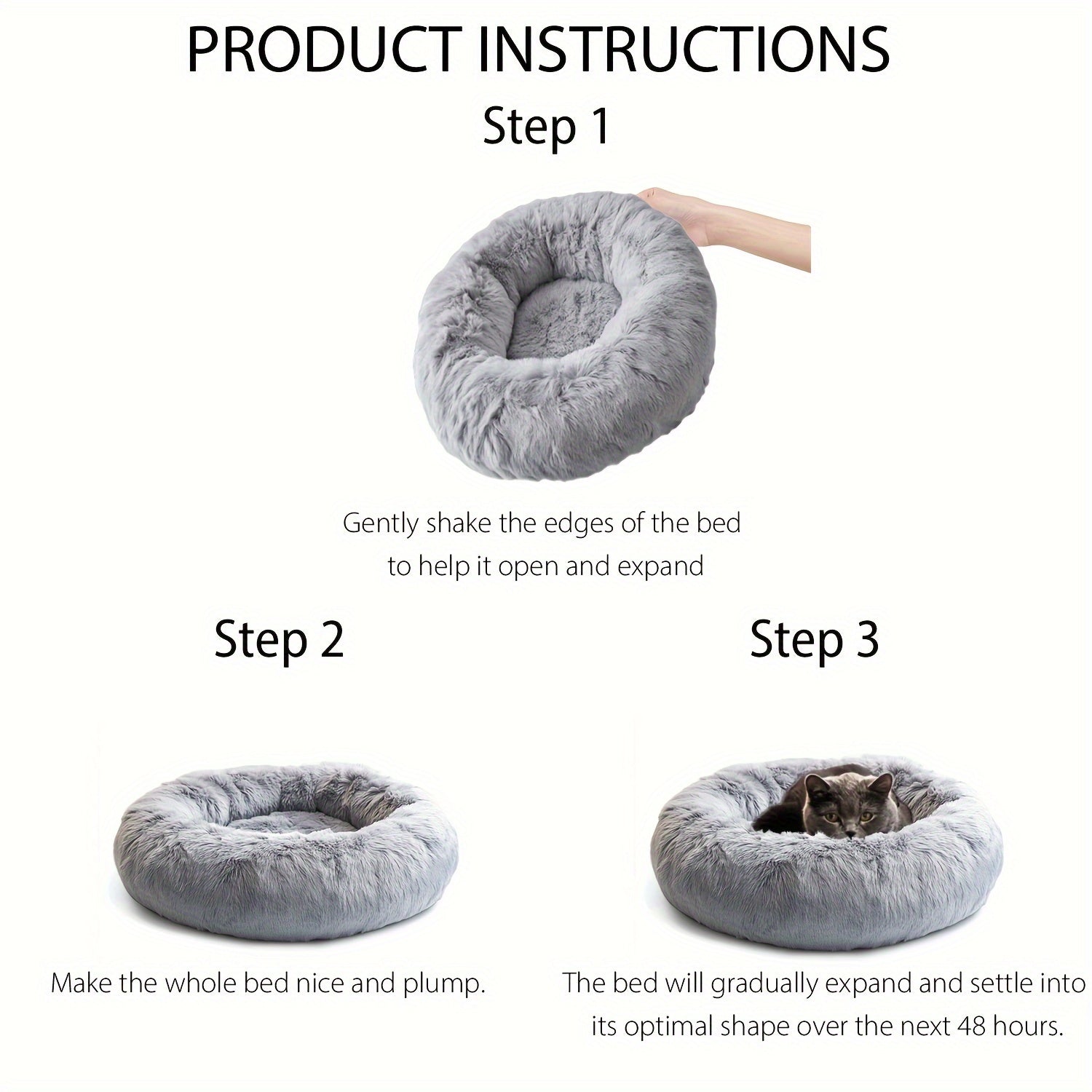 CozyNest - Plush Donut Pet Bed for Dogs and Cats of All Sizes
