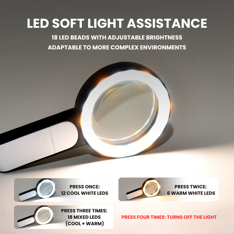 30X Lightweight Handheld Magnifier for Effortless Reading
