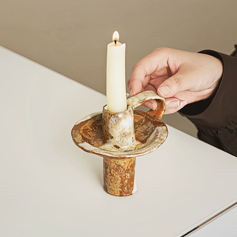 Vintage Elegance – Artisan Ceramic Candle Holder