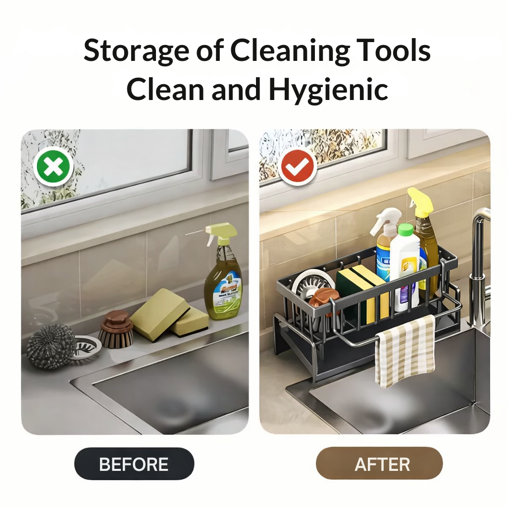 Kitchen Sink Organizer | Corrosion-Resistant | Features Towel Bar | AquaRack