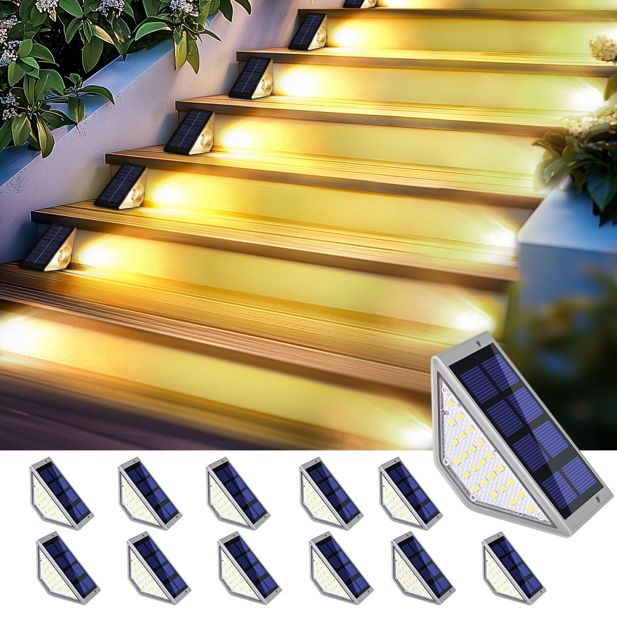 LED Outdoor Step Lights with Solar Power for Pathway Illumination