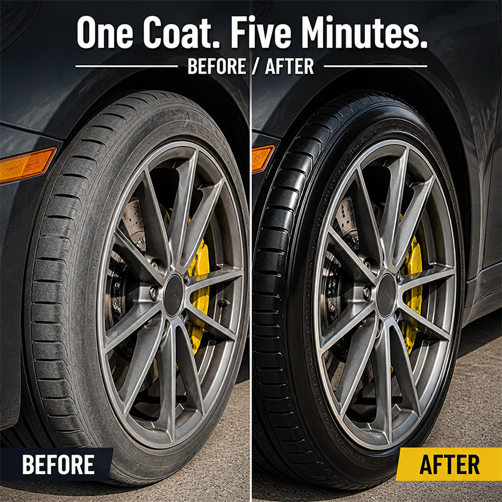 MidnightSheen™ — Deep-Black Shine That Revives and Protects Your Tires for Weeks