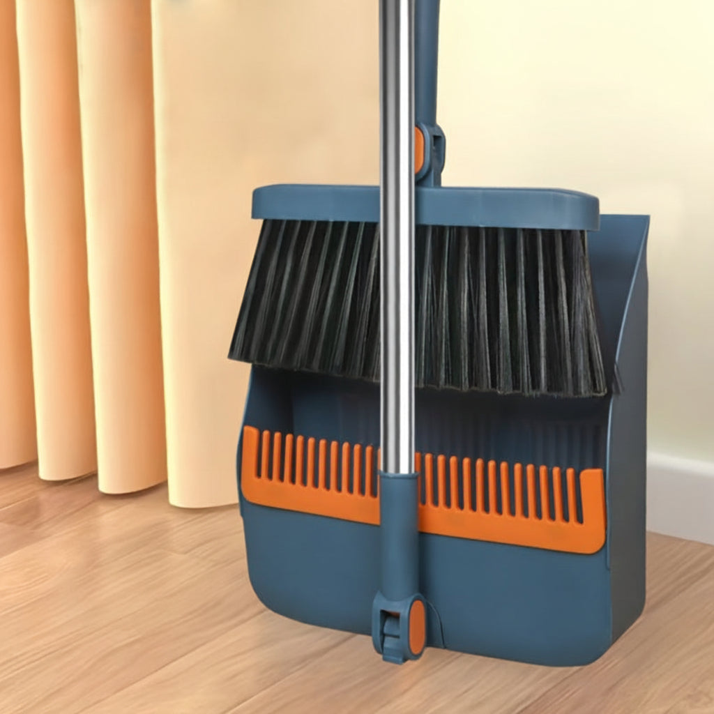 SwiftSweep Elite – Versatile Broom & Dustpan Combo with Hair Removal Teeth
