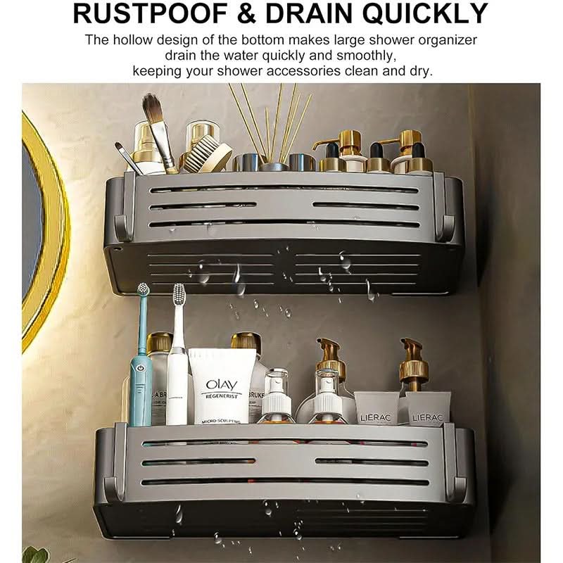 Self-Adhesive Aluminum Shelf Organizer for Bathroom Storage