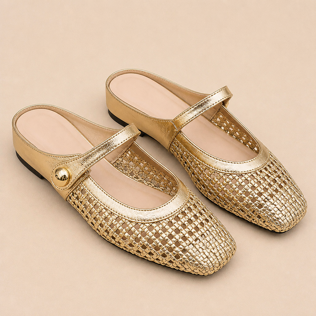 BreezeStep™ – Artisan-Woven Square-Toe Mary Jane Mules