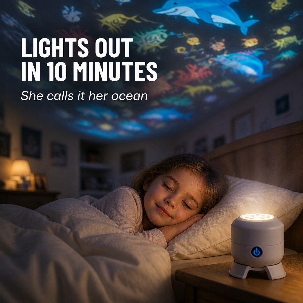 AquaSerene™ — Calm Restless Kids To Sleep With Gentle-Spinning Ocean Light