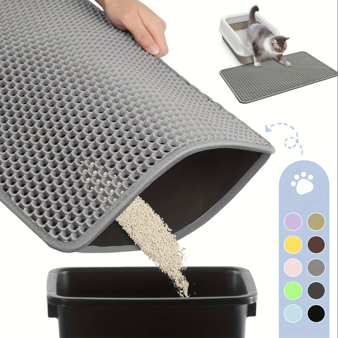 PurrfectClean - Waterproof Honeycomb Cat Litter Mat with Odor Control