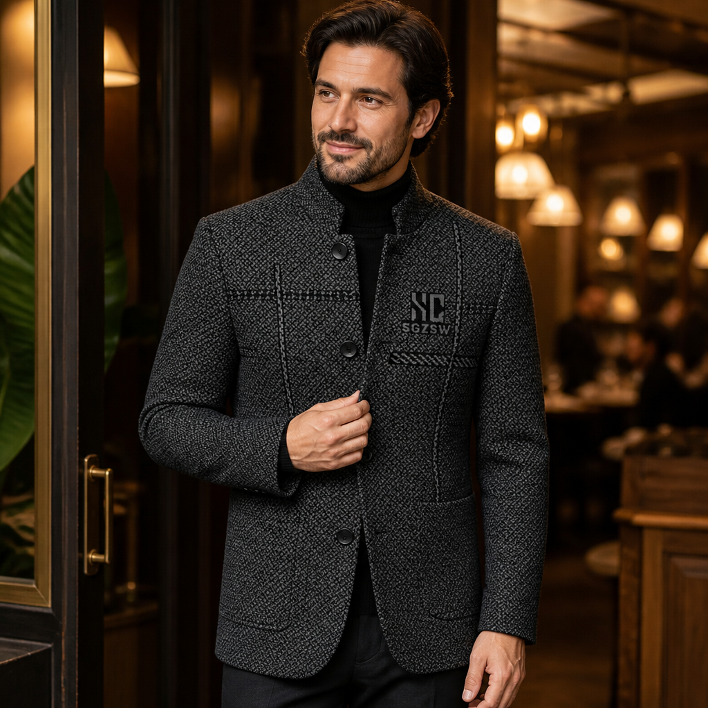 ArcticForge™ – Winter Coat with Textured Stand Collar and Fleece Lining