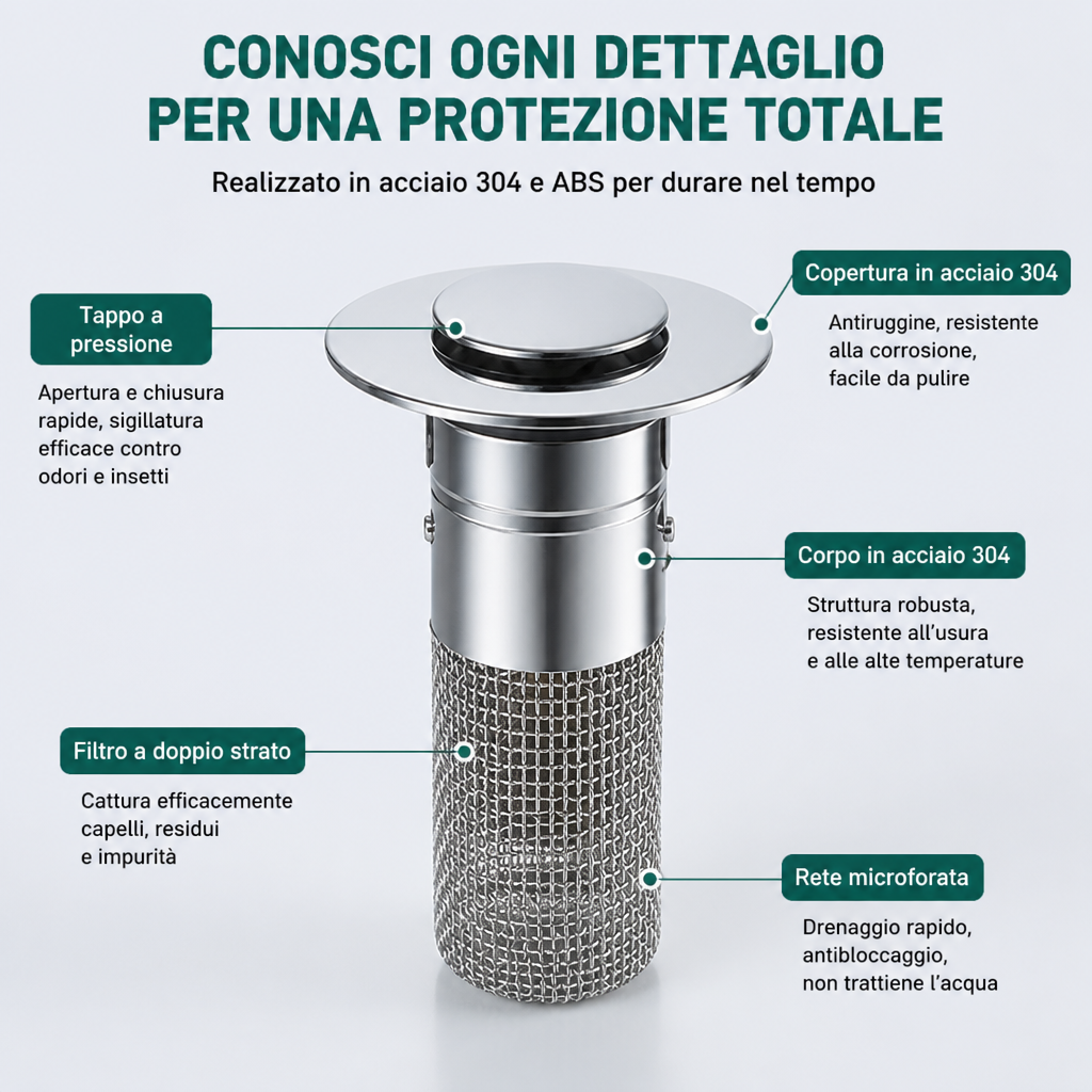 PureGuard™ Stainless Floor Drain Filter — Keep Drains Fresh, Clear, and Pest-Free Without the Hassle