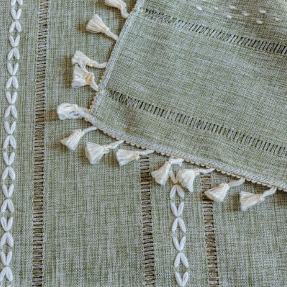 Sheer Striped Curtains in Sage Green